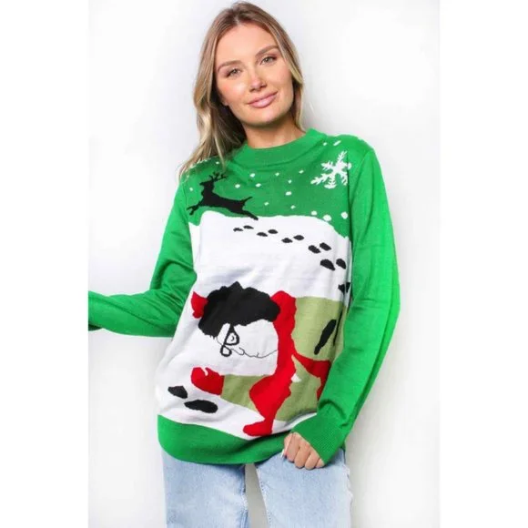 Crew Neck Long Sleeve Knit Christmas Holiday Sweater {Tres Chic} - Picture 4 of 5